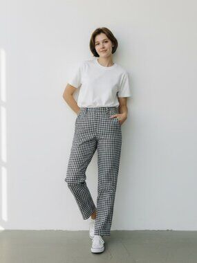 Sara Campbell Checkered Slim Fit Pants